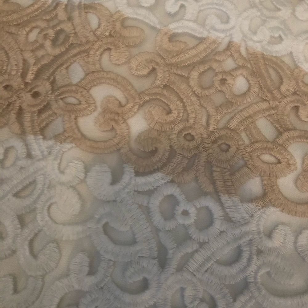 WHBM Stripe Lace Pencil Skirt NWOT Sz 00 Tan White - Picture 5 of 10